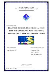 Luận văn Phân tích tình hình tài chính tại Ngân Hàng Nông Nghiệp và phát triển Nông Thôn chi nhánh Quận Cái Răng TP.Cần Thơ