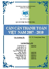Tiểu luận Cán cân thanh toán Việt Nam 2007 - 2010
