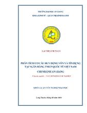 Đề tài Phân tích cơcấu huy động vốn và tín dụng tại Ngân hàng Quốc Tế Việt Nam – Chi nhánh An Giang