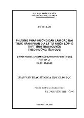 Luận văn Phương pháp hướng dẫn làm các bài thực hành phần Địa lý tự nhiên lớp 10 trung học phổ thông tỉnh Thái Nguyên theo hướng tích cực