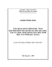 Luận văn Ứng dụng phần mềm emp - Test đổi mới kiểm tra đánh giá kết quả học tập của học sinh trong dạy học sinh học 10 ở tỉnh Bắc Giang