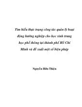 Đề tài Tìm hiểu thực trạng công tác quản lý hoạt động hướng nghiệp cho học sinh trung học phổ thông tại thành phố Hồ Chí Minh và đề xuất một số biện pháp
