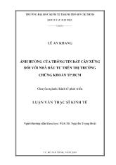 Luận văn Ảnh hưởng của thông tin bất cân xứng đối với nhà đầu tư trên thị trường chứng khoán tp.HCM