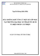 Luận văn Bầu không khí tâm lý một số lớp học tại trường Đại học Sư phạm Thành phố Hồ Chí Minh và biện pháp cải thiện
