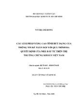 Luận văn Các giải pháp nâng cao tính hữu dụng của thông tin kế toán đối với quá trình ra quyết đnnh của nhà đầu tư trên thn trường chứng khoán Việt Nam