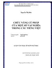 Luận văn Chức năng cú pháp của một sốvai nghĩa trong câu tiếng việt