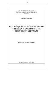 Luận văn Cơ chế quản lý vốn tập trung tại ngân hàng đầu tư và phát triển Việt Nam