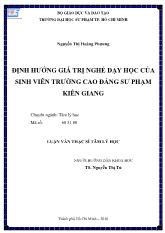 Luận văn Định hướng giá trị nghề dạy học của sinh viên Trường Cao Đẳng Sư Phạm Kiên Giang