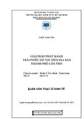 Luận văn Giải pháp phát hành trái phiếu đô thị trên địa bàn thành phố Cần Thơ