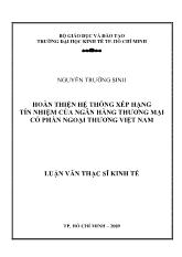 Luận văn Hoàn thiện hệthống xếp hạng tín nhiệm của ngân hàng thương mại cổ phần ngoại thương Việt Nam