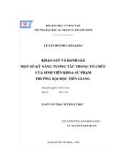Luận văn Khảo sát và đánh giá một số kỹ năng tương tác trong tổ chức của sinh viên khoa sư phạm trường đại học Tiền Giang