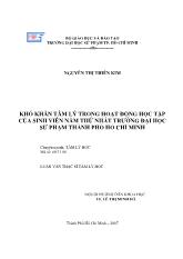 Luận văn Khó khăn tâm lý trong hoạt động học tập của sinh vien năm thứ nhất trường Đại học Sư phạm Thành phố Hồ Chí Minh