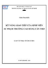 Luận văn Kỹ năng giao tiếp của sinh viên sư phạm trường cao đẳng Cần Thơ