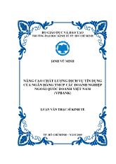 Luận văn Nâng cao chất lượng dịch vụ tín dụng của ngân hàng thương mại cổ phần các doanh nghiệp ngoài quốc doanh Việt Nam( VPBank)