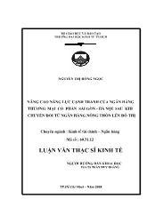 Luận văn Nâng cao năng lực cạnh tranh của ngân hàng thương mại cổ phần sài gòn - Hà nội sau khi chuyển đổi từ ngân hàng nông thôn lên đô thị