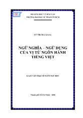 Luận văn Ngữ nghĩa – ngữdụng của vị từ ngôn hành tiếng việt