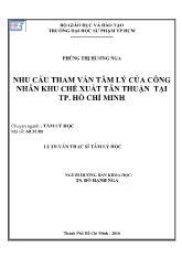 Luận văn Nhu cầu tham vấn tâm lý của công nhân khu chế xuất Tân Thuận tại TP.HCM