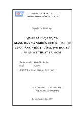 Luận văn Quản lý hoạt động giảng dạy và nghiên cứu khoa học của giảng viên Trường ĐH Sưphạm Kỹ thuật TP. HồChí Minh