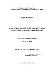 Luận văn Quản lý việc dạy chữchăm cho người chăm ởhuyện hàm thuận bắc tỉnh Bình Thuận