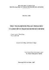 Luận văn Thực trạng định hướng giá trị đạo đức của sinh viên sư phạm Thành phố Hồ Chí Minh