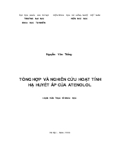 Luận văn Tổng hợp và nghiên cứu hoạt tính hạ huyết áp của atenolol