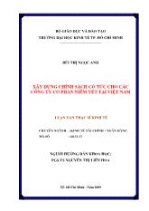 Luận văn Xây dựng chính sách cổ tức cho các công ty cổ phần niêm yết tại Việt Nam