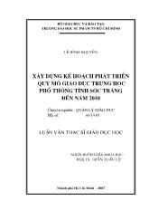 Luận văn Xây dựng kế hoạch phát triển quy mô Giáo dục trung học phổ thông tỉnh Sóc Trăng đến năm 2010