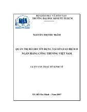 Luận văn Quản trị rủi ro tín dụng tại Sở Giao Dịch II-Ngân Hàng Công Thương Việt Nam
