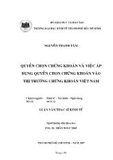 Luận văn Quyền chọn chứng khoán và việc áp dụng quyền chọn chứng khoán vào thị trường chứng khoán Việt Nam