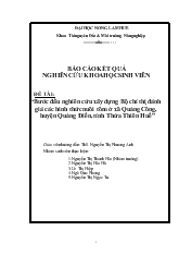Đề tài Bước đầu nghiên cứu xây dựng Bộ chỉ thị đánh giá các hình thức nuôi tôm ở xã Quảng Công, huyện Quảng Điền, tỉnh Thừa Thiên Huế