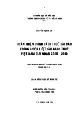 Đề tài Hoàn thiện chính sách thuế tài sản trong chiến lược cải cách thuế ở Việt Nam giai đoạn 2005 – 2010