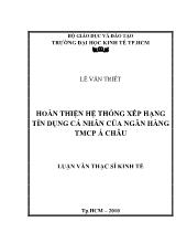 Đề tài Hoàn thiện hệ thống xếp hạng tín dụng khách hàng cá nhân tại ngân hàng thương mại cổ phần Á Châu
