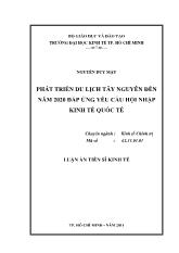 Đề tài Phát triển du lịch Tây Nguyên đến năm 2020 đáp ứng yêu cầu hội nhập kinh tế quốc tế