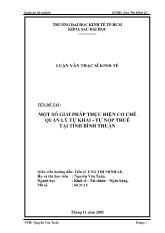 Luận án Một số giải pháp thực hiện cơ chế quản lý tự khai tự nộp thuế tại tỉnh Bình Thuận