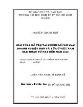Luận văn Giải pháp hỗ trợ tài chính đối với các doanh nghiệp nhỏ và vừa ở Việt Nam giai đoạn từ nay đến 2010