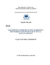 Luận văn Giải pháp hoàn thiện hoạt động marketing đối với dịch vụ đường bay quốc tế của Viet Nam Airlines