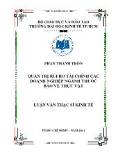 Luận văn Quản trị rủi ro tài chính các doanh nghiệp ngành thuốc bảo vệ thực vật