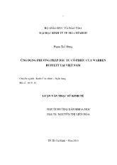 Luận văn Ứng dụng phương pháp đầu tư cổ phiếu của Warren Buffett tại Việt Nam