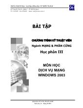 Bài tập chương trình kỹthuật viên ngành mạng & phần cứng học phần 3