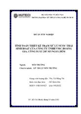 Đồ án Tính toán thiết kế trạm xử lý nước thải sinh hoạt của công ty TNHH VMC Hoàng Gia, công suất 205 m 3 /ngày.đêm