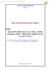 Dự án Xây dựng nhà máy gia công – đóng gói hóa chất – phân bón thuốc bảo vệ thực vật