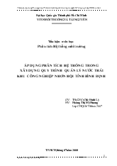 Tiểu luận Áp dụng phân tích hệ thống trong xây dựng quy trình quản lý nước thải khu công nghiệp nhơn hội tỉnh Bình Định