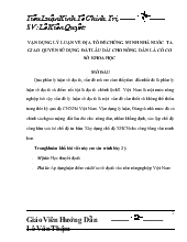 Tiểu luận Vận dụng lý luận về địa tô để chứng minh nhà nước ta giao quyền sử dụng đất lâu dài cho nông dân là có cơ sở khoa học