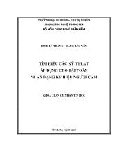 Luận văn Nghiên cứu các kỹ thuật áp dụng cho bài toán nhận dạng ký hiệu người câm