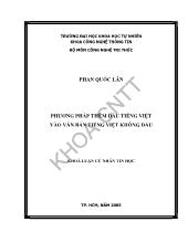 Luận văn Phương pháp thêm dấu tiếng Việt vào văn bản tiếng Việt không dấu