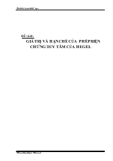 Tiểu luận Giá trị và hạn chế của phép biện chứng duy tâm của Hegel