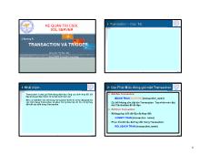 Bài giảng Transaction vàTrigger