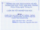 Luận văn Tìm hiểu hệ thống thông tin quản lý bệnh nhân tại bệnh viện đa khoa tỉnh Khánh Hoà