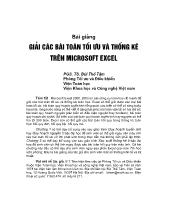 Bài giảng Giải các bài toán tối ưu và thống kê trên Microsoft excel