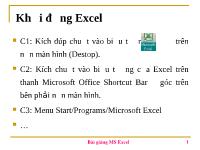 Bài giảng Khởi động Microsoft Excel